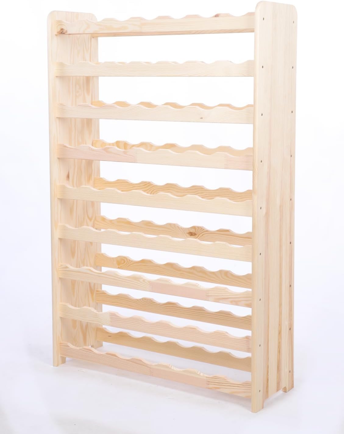 SMH LINE® - Wijnrek - Hout wijnrek - Bottle Rack - 118x72x26,5 cm (LxBxD) - Massief Hout - 63 flessen - Flessenrek Modulair en Stapelbaar - Flessenhouder Staand