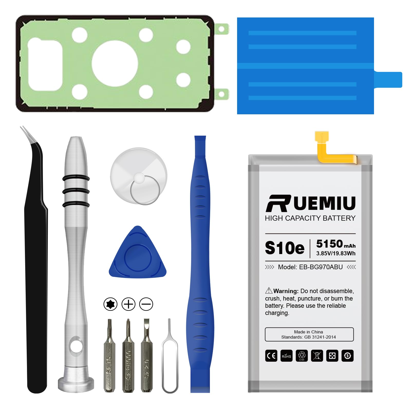 5150mAh Battery for Samsung Galaxy S10E,Upgraded High Capacity fit for S10E Model SM-G970U/U1 SM-G970F SM-G970W with Complete Repair Tool Kits