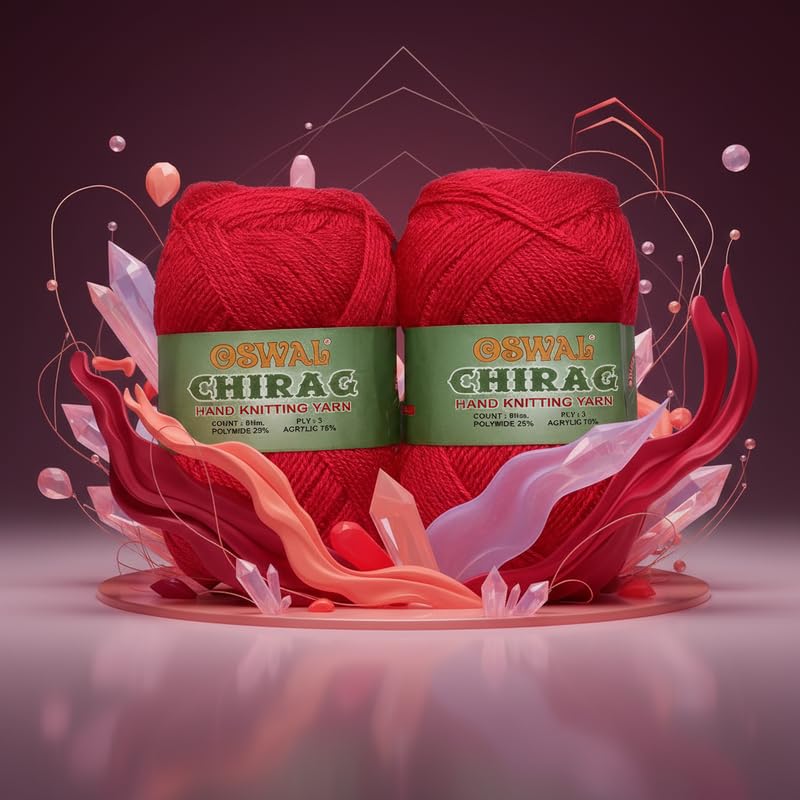 Image of M.G ENTERPRISE Chirag Candy RedSoft Wool Yarn 200 Needle Knitting & Crochet Thread for Art Craft