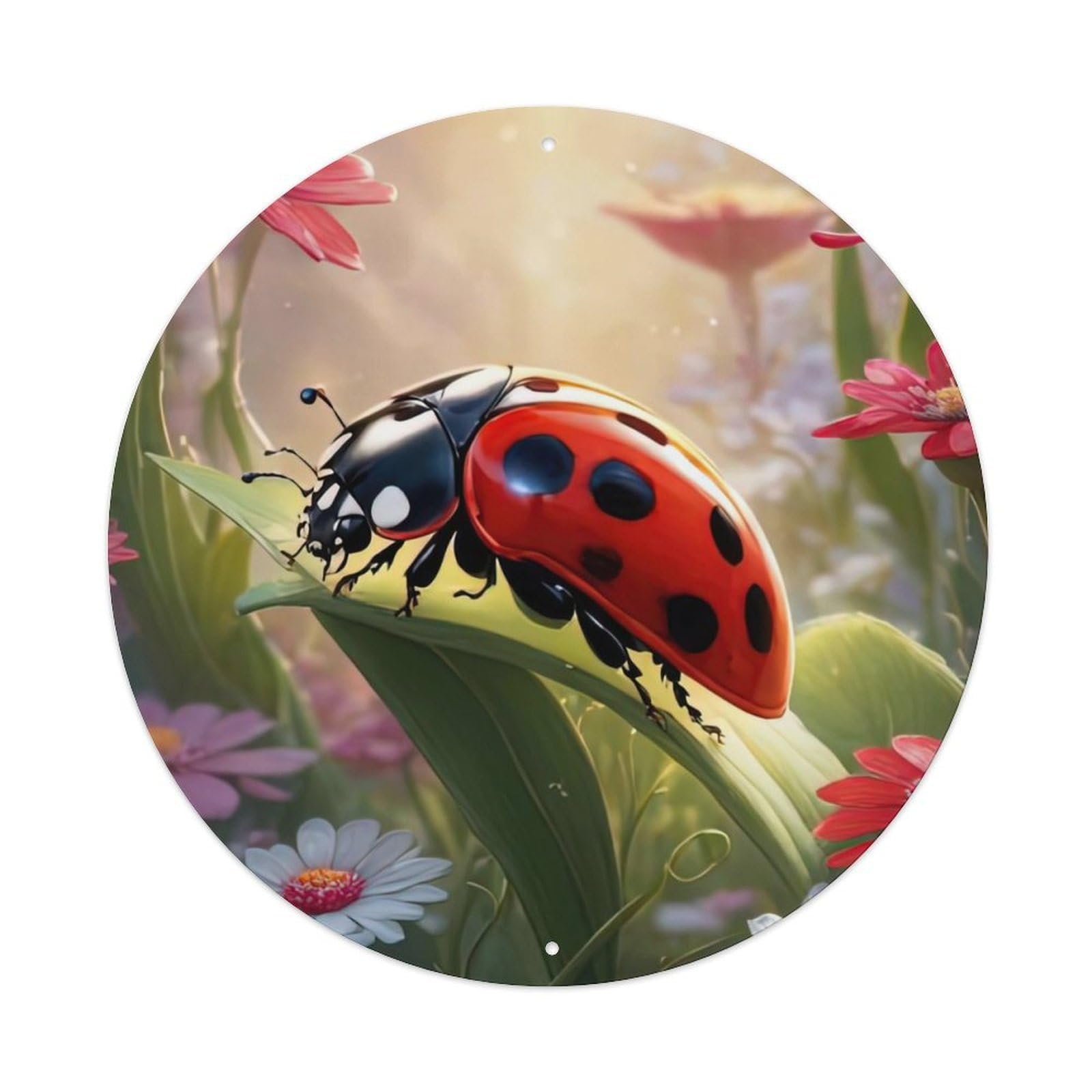 Animal Seven-star Ladybird on Leaf Metal Tin Sign