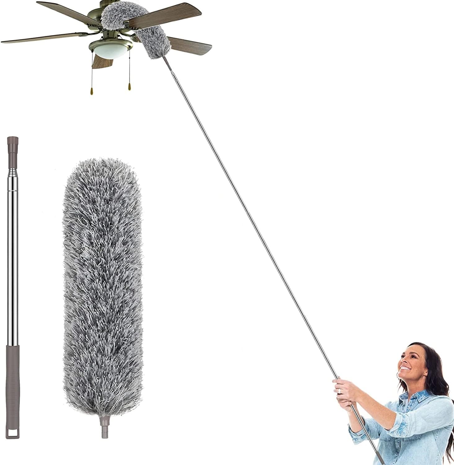 Ease Essential Premium 100-Inch Extendable Microfiber Duster – Bendable, Washable & Lightweight for High Ceilings, Fans, Furniture & Blinds (Grey Edition) – The Ultimate Dust-Busting Tool (B0D67BZDQV) Amazon Price History, Amazon Price Tracker