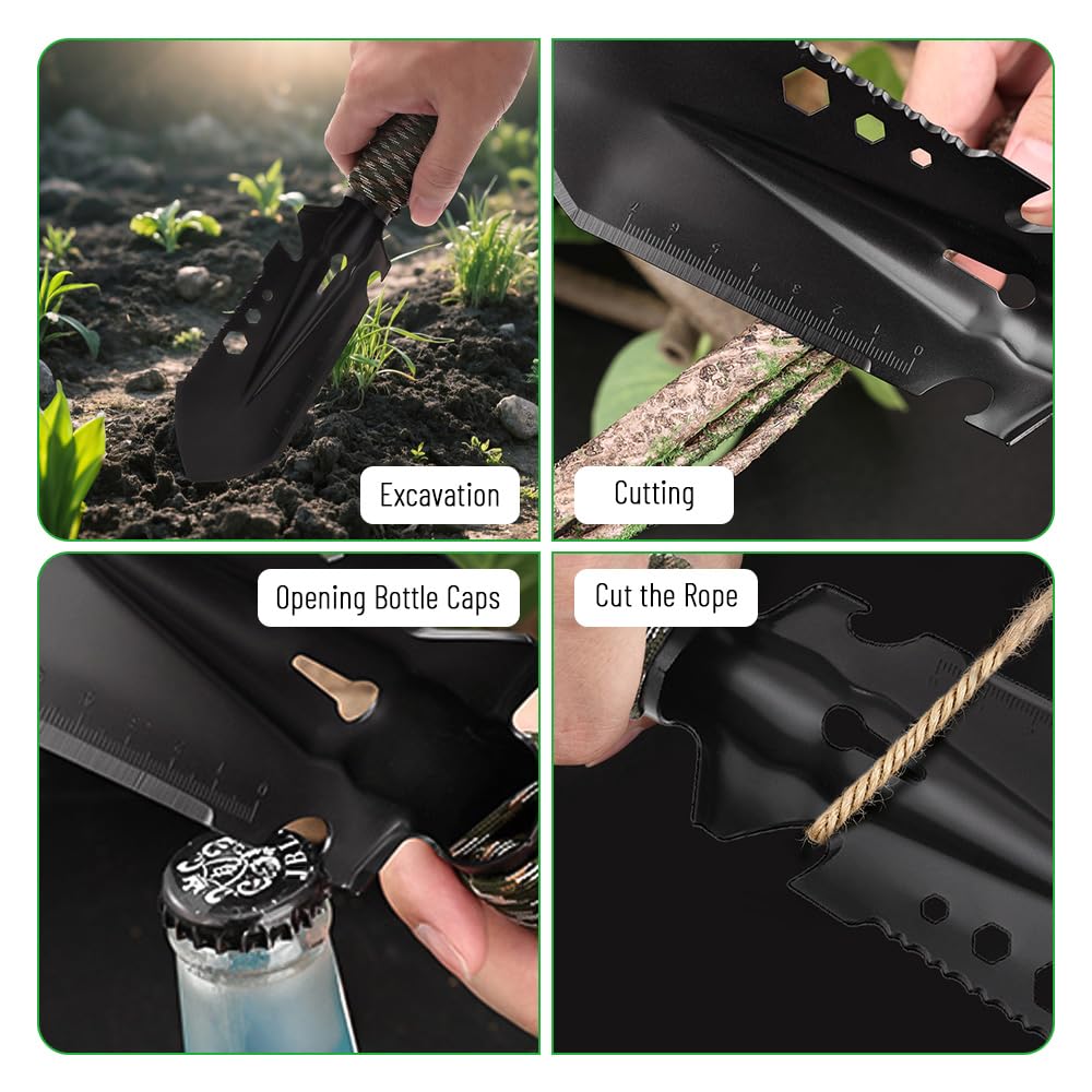 Paletta giardinaggio, 9 in 1 Paletta da giardinaggio multiuso ultraleggera, Con borsa da trasporto impermeabile, Adatta per campeggio all'aperto, giardinaggio, attività in spiaggia