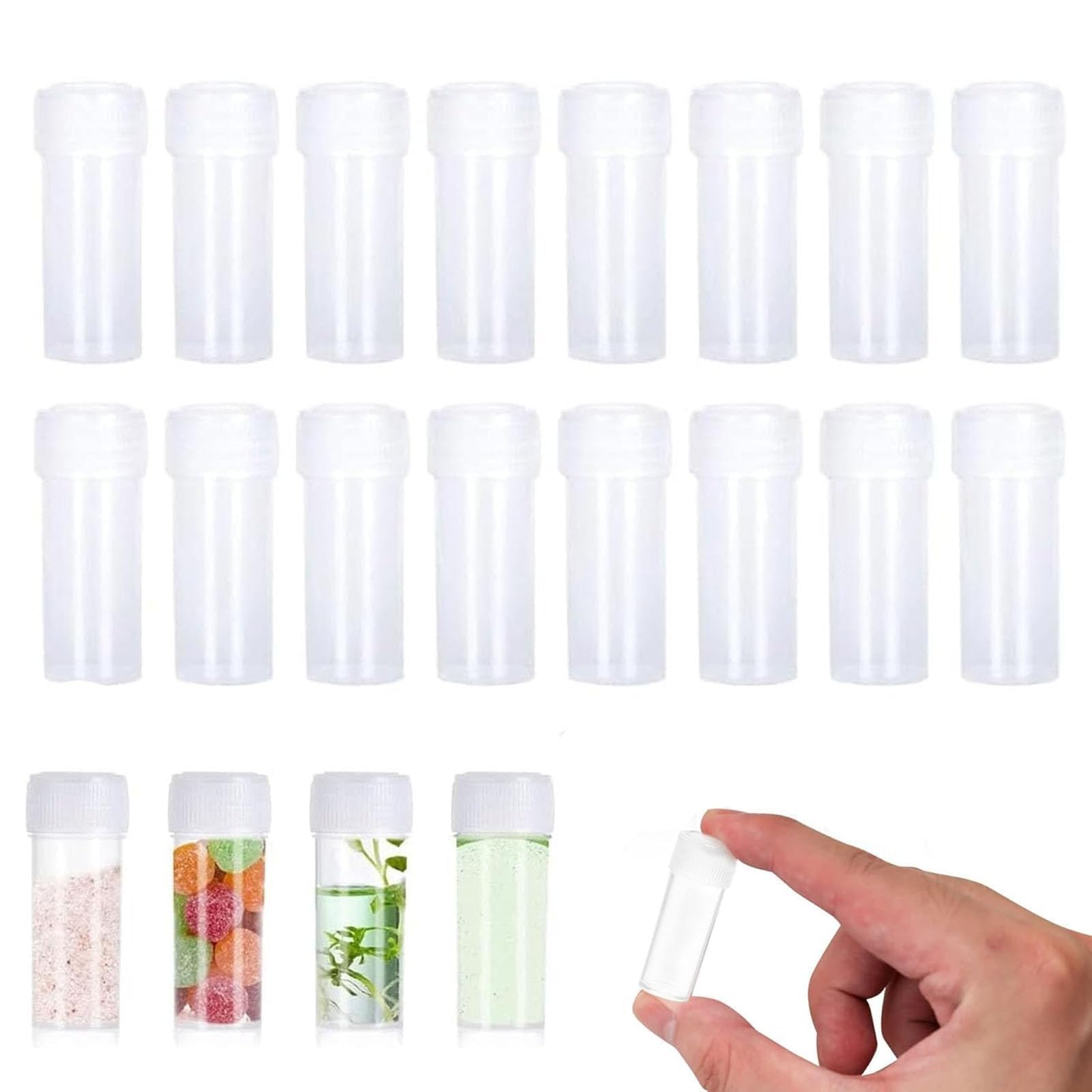 Mzoyouro 50Pcs 5 Ml Plastic Sample Bottles, Small Vial Storage Test Tube, Test Tube Vial With Screw Cap, Sampling Bottle Reagent Bottle, Plastic Test Tubes Sample Vials For Lab, Small Items
