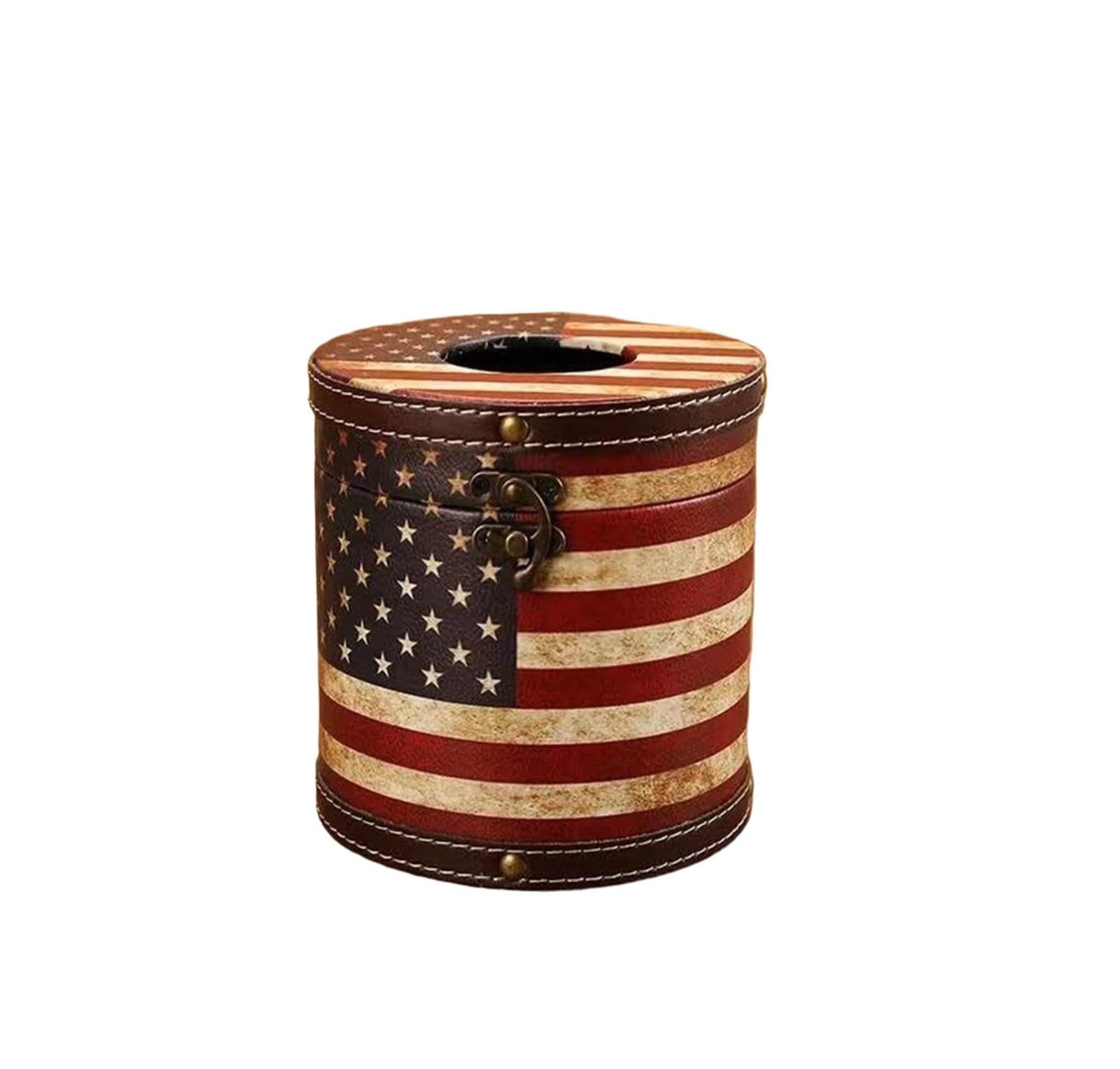 Tissue Dispenser Box Tissue Box Drawstring Cylindrical European Creative Retro Napkins Paper Apartment Must Haves(B)