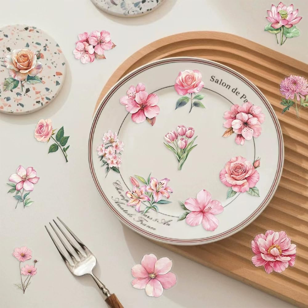 50 Pieces Flower Stickers for Water Bottle - Image 4