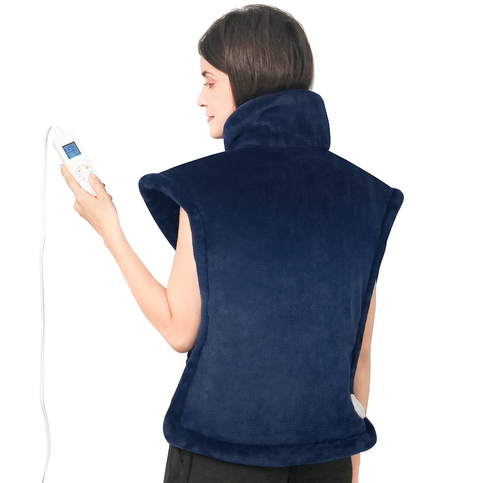 Homde Heating Pad for Back and Shoulders Heat Pad for Back Stress Relief with 6 Temperature Settings and 3 Time Settings Fast Heating 24 Inches X 33 Inches Blue