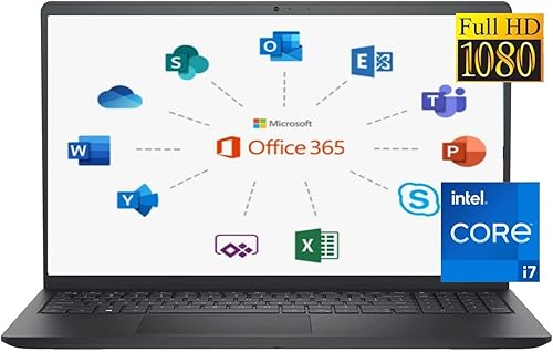 DELL Laptop Inspiron 15 Business 2024, 15.6 pulgadas, 1920 x 1080 FHD, Intel i7-1255U (10 núcleos), con Microsoft Office 365, Win 11 Home, cámara