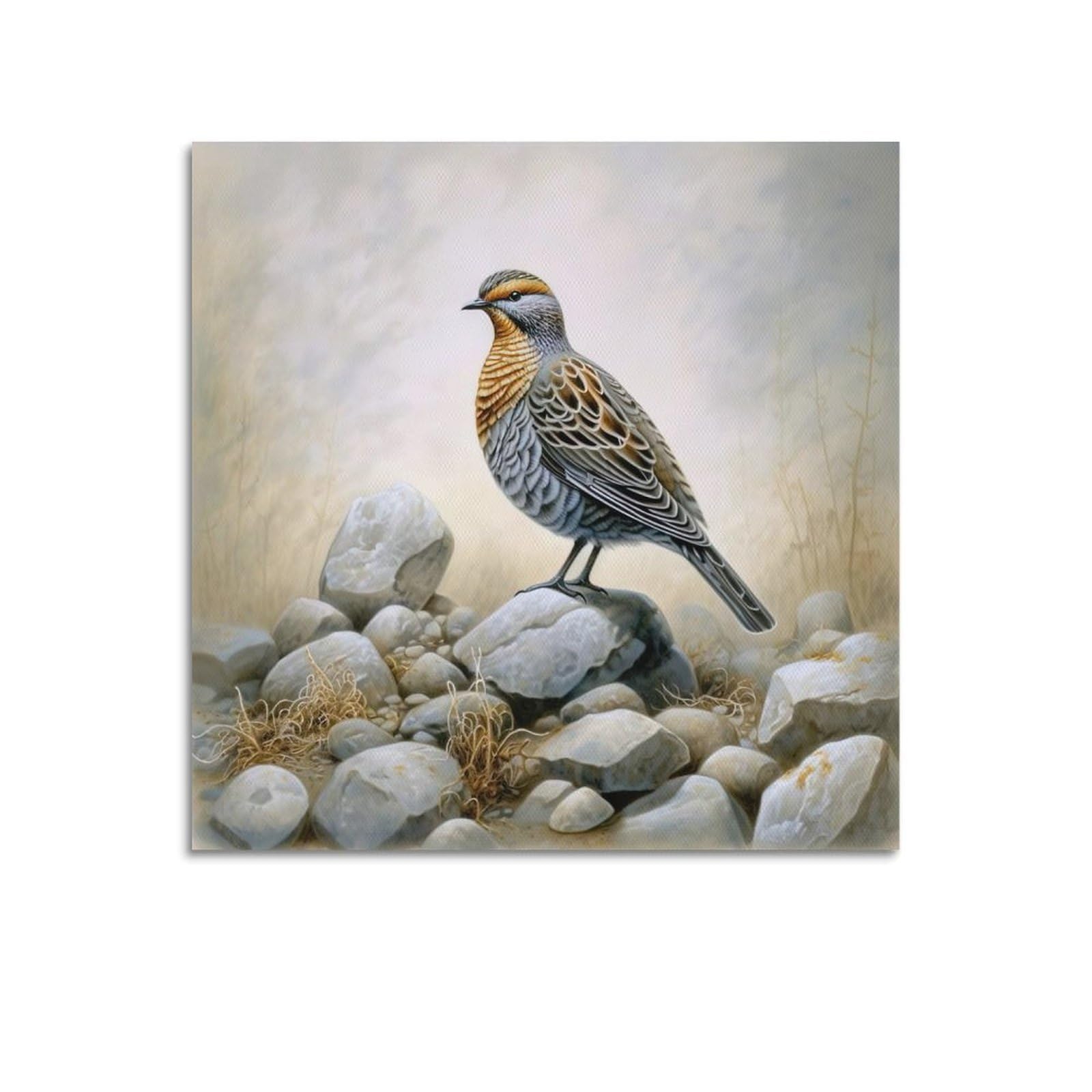 ZSZWHJ Animal Artwork Poster Bird on The Rock Poster Decorative Painting Canvas Wall Posters And Art Picture Print Modern Family Bedroom Decor Posters 24x24inch(60x60cm)