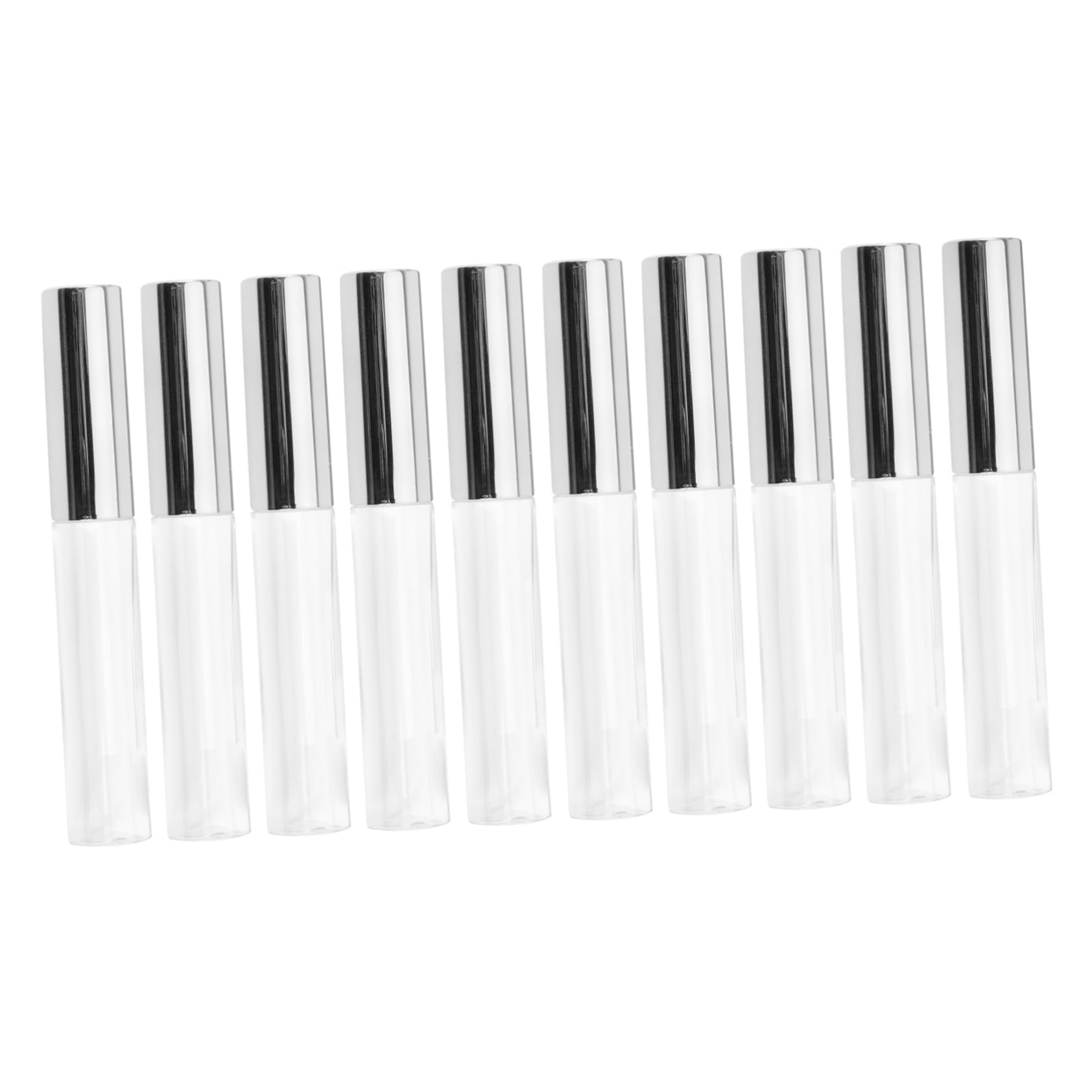 3 Series Tubo De Labial Glair Circular Plástico Para Gloss Labial Transparente Y Práctico Para Cosméticos Y Color Plata 10 Piezas*3