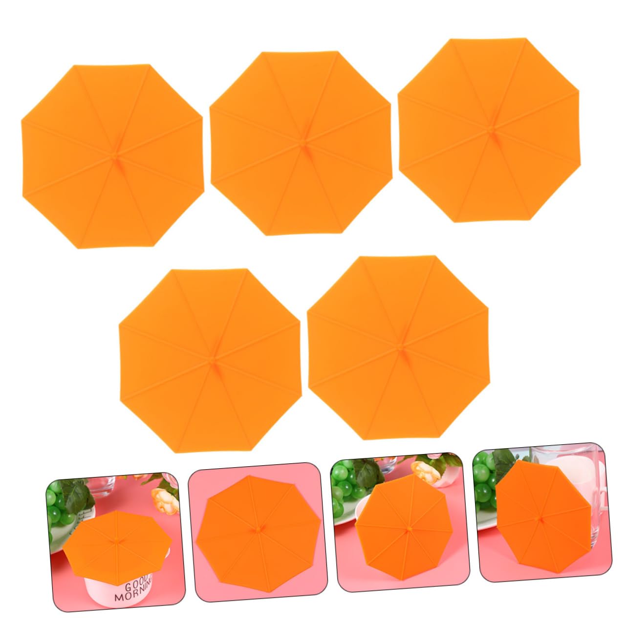 MAGICLULU 4 Set Di Coperchi Flessibili A Forma Di Ombrello in Silicone Per Tazze Facili Da Pulire E Portatili 5 Pezzi*4