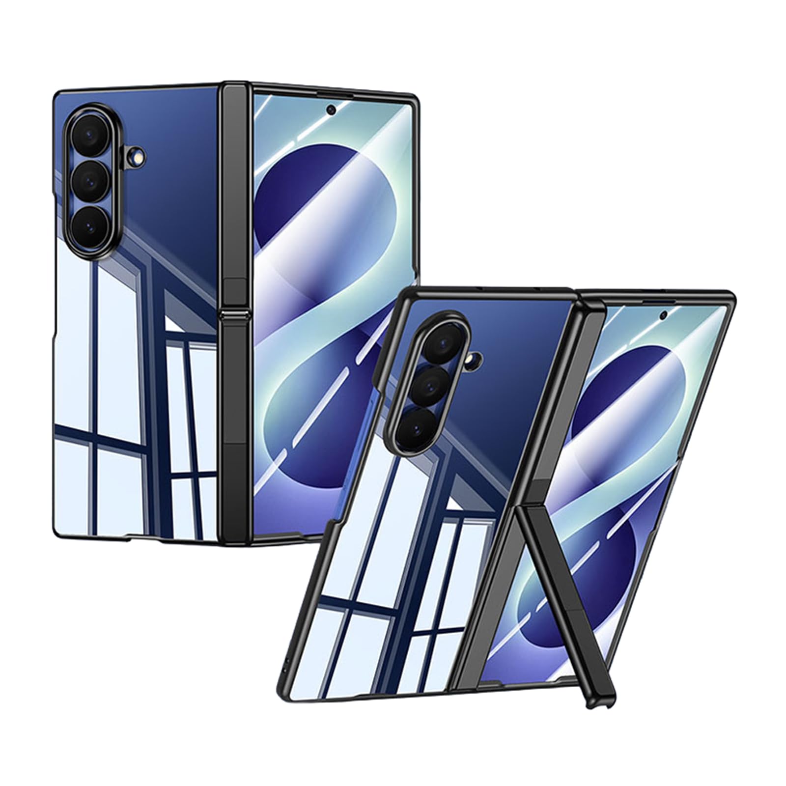 MFAOSHI Slim Case for Samsung Galaxy Z Fold 8 Ultra, Luxury Electroplated Clear Kickstand Case with Screen Hinge Protection Cover