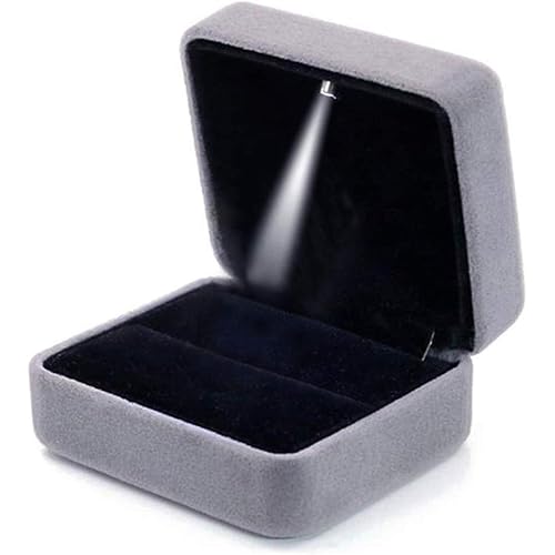GBYAN Velvet Ring Box with LED Light Jewelry Display Gift Box for Proposal,Engagement, Wedding