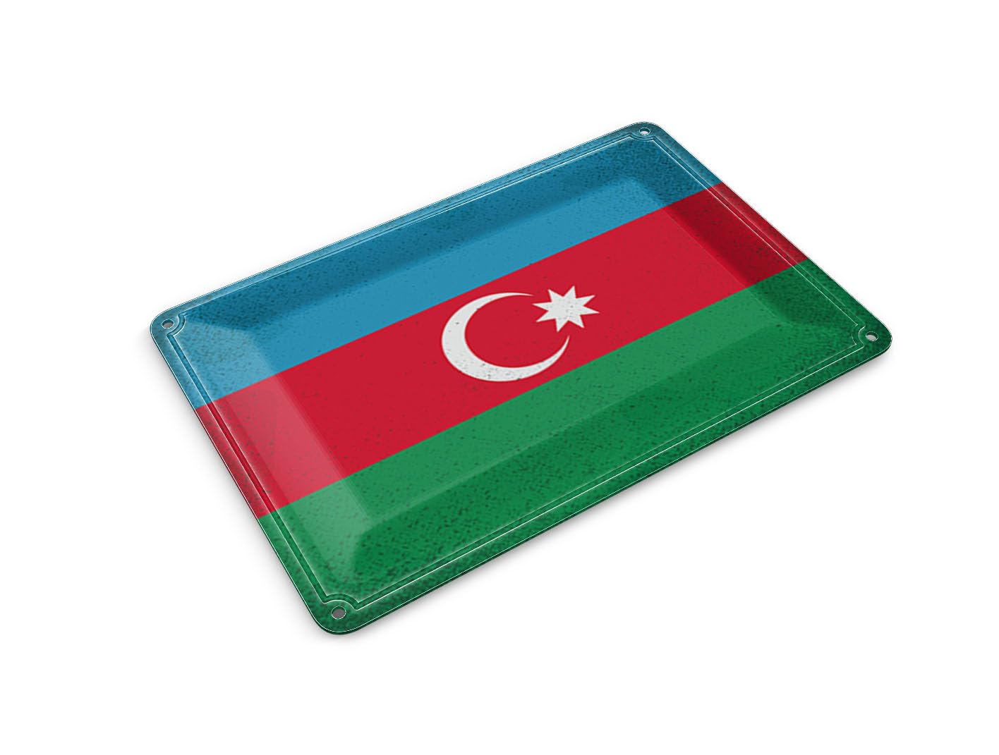 Femer Tin Postcard Azerbaijan Flag 14 x 10 cm Azerbaijan Vintage Decorative Sign