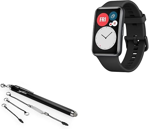 BoxWave Stylus Pen Compatible with Huawei Watch Fit - EverTouch Capacitive Stylus, Fiber Tip Capacitive Stylus Pen for Huawei Watch Fit - Jet Black