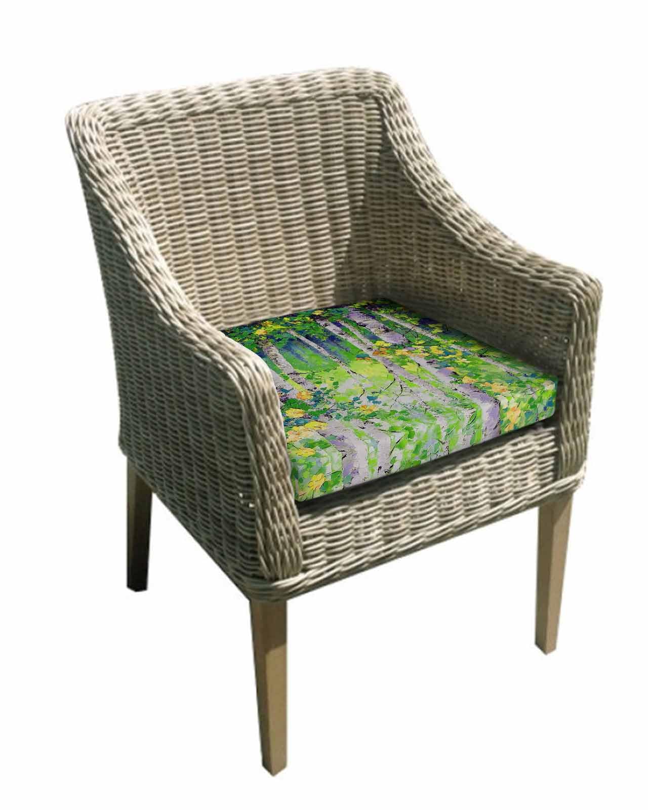 Green Oil Painting Outdoor Cushion Chair Cover Set of 4 - Waterproof Couch Seat Covers, Modern Abstract Art Summer Tree Leaves Patio Furniture Protector Cushions Slipcovers for Sofa/RV, 22