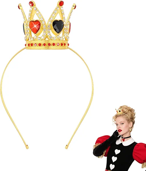 Semato Queen Hearts Peach Crown Headband for Halloween Cosplay Girls Tiara Princess Costume Crystal Crown for Party Gifts