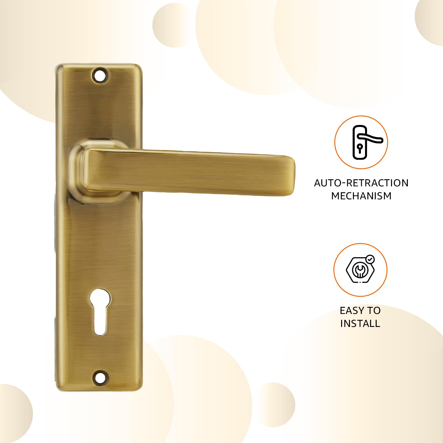amazon basics Door Handle for Main Door | Main Door Handle |3.7 inch Length of Handle for Grip |Antique Brass | Zinc Alloy 2
