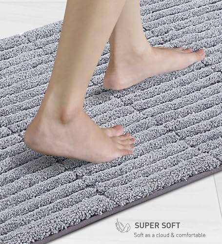 Image of Obsessions Soft & Plush Bath Mat | Quick Dry, Stain & Skid Resistant | Luxuriously Soft, Long Lasting Color | TPR Latex Backing, Size 50x80 cm, Silver & Grey