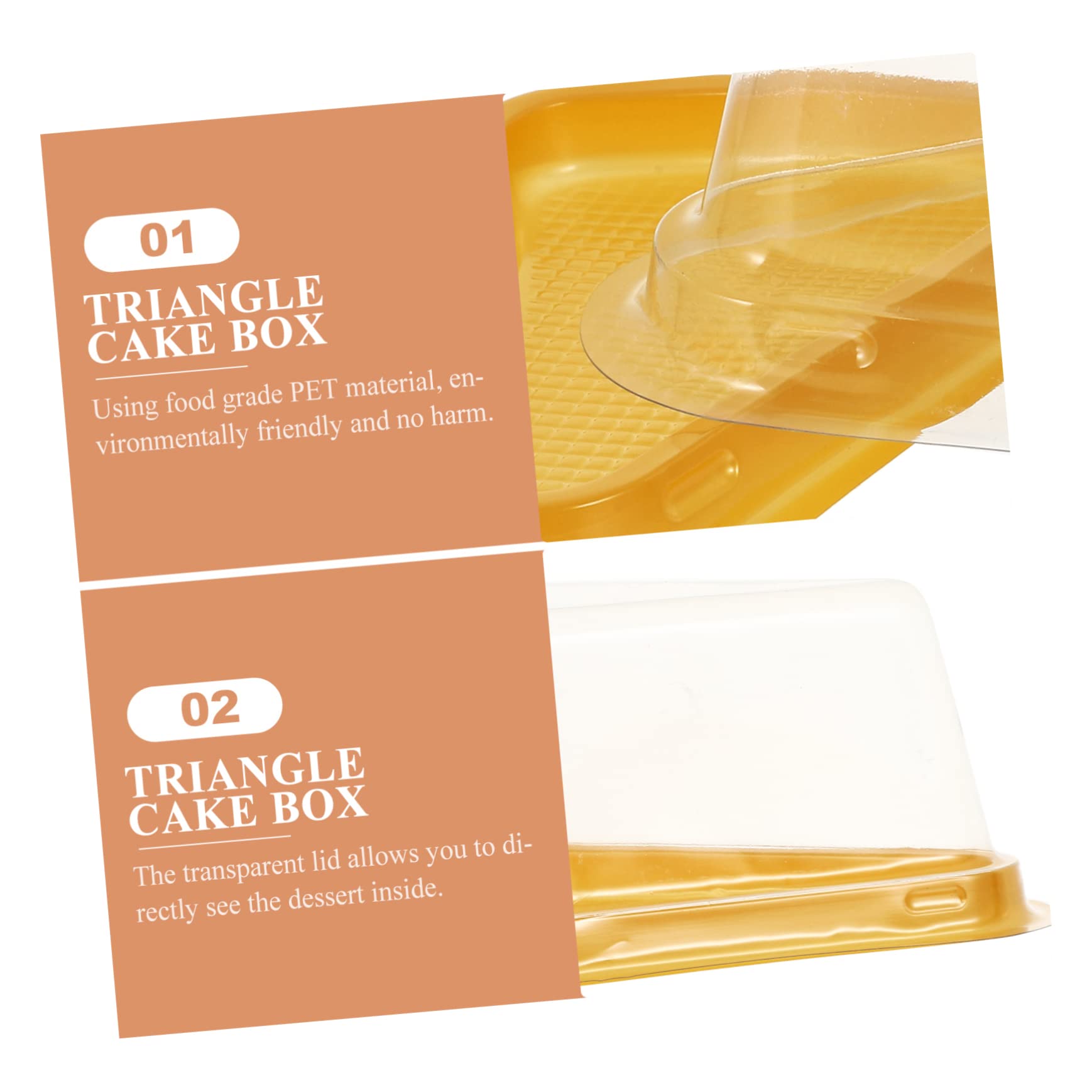 Cabilock 100Pcs Transparent Triangle Mousse Cake Containers Dessert Packing Box Sturdy Pet Material for Single Cupcake and Mousse and Display