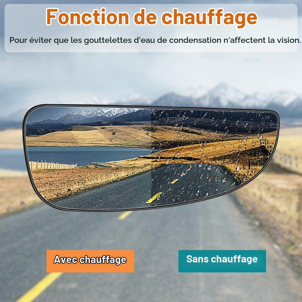 SENZEAL Verre de Rétroviseur Remplacement pour Fiat Ducato Citroën Jumper Peugeot Boxer 2006-2023 Chauffant Retroviseur Extérieur (Inférieur Droit)