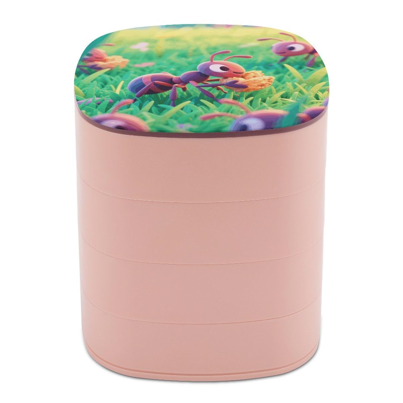 VstaDank Ants Foraging Jewelry Box with Mirror 4-Layer Rotating Jewelry Tray Case Portable Jewelry Case Trinket Boxes Trinket Cases Travel Jewelry Organizer Earrings Storage Box