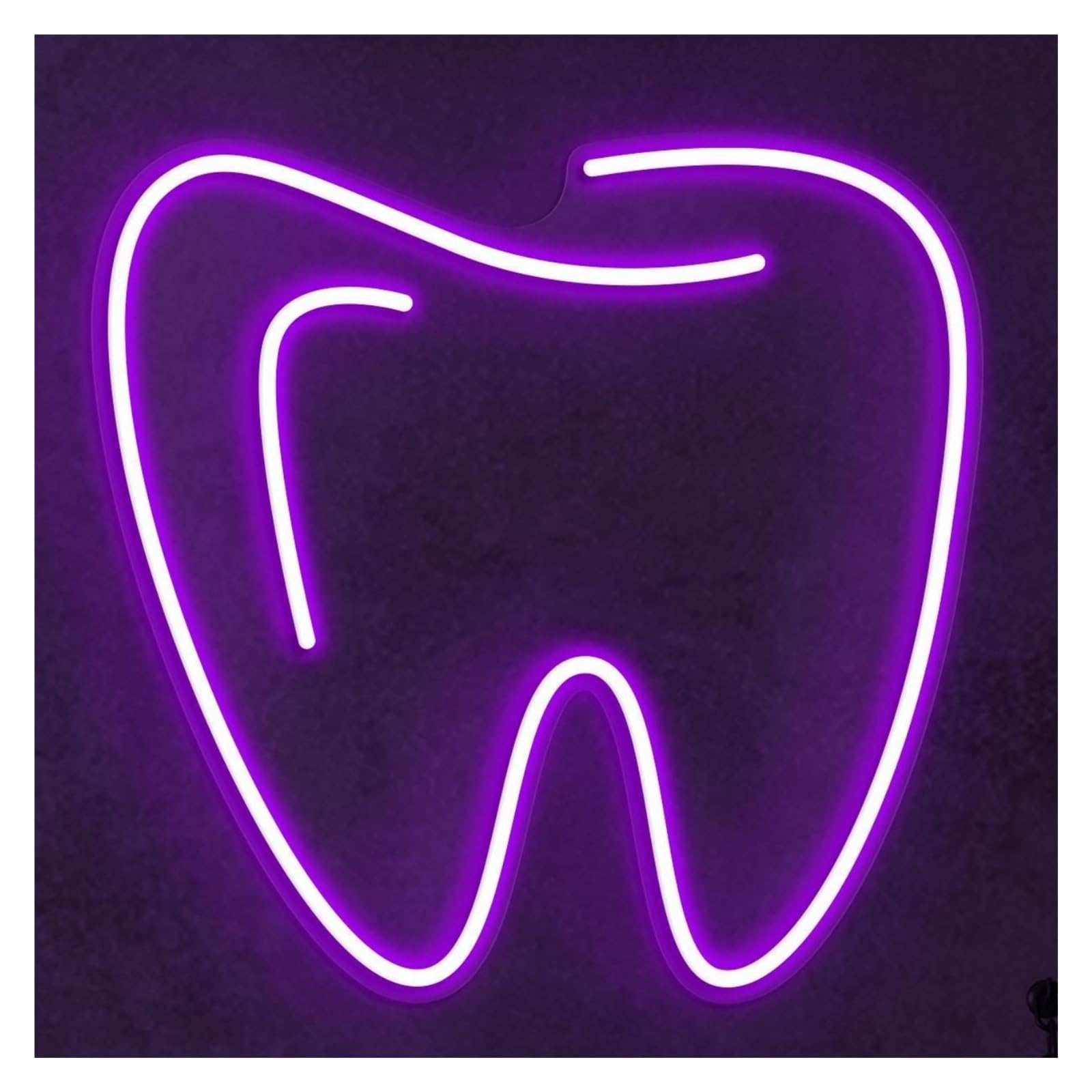 RONGCH Hanging Art Signs Tooth Neon Sign, Suitable for Dental Clinic Decor with Brightness Adjustable 38cm(Purple)