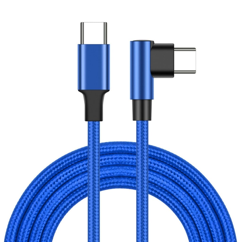 Tsophreniq 60W USB C Fast Charging Cable 480Mbps Data Transfer Nylon Braided Right Angled Type C Cable for Phone Laptop