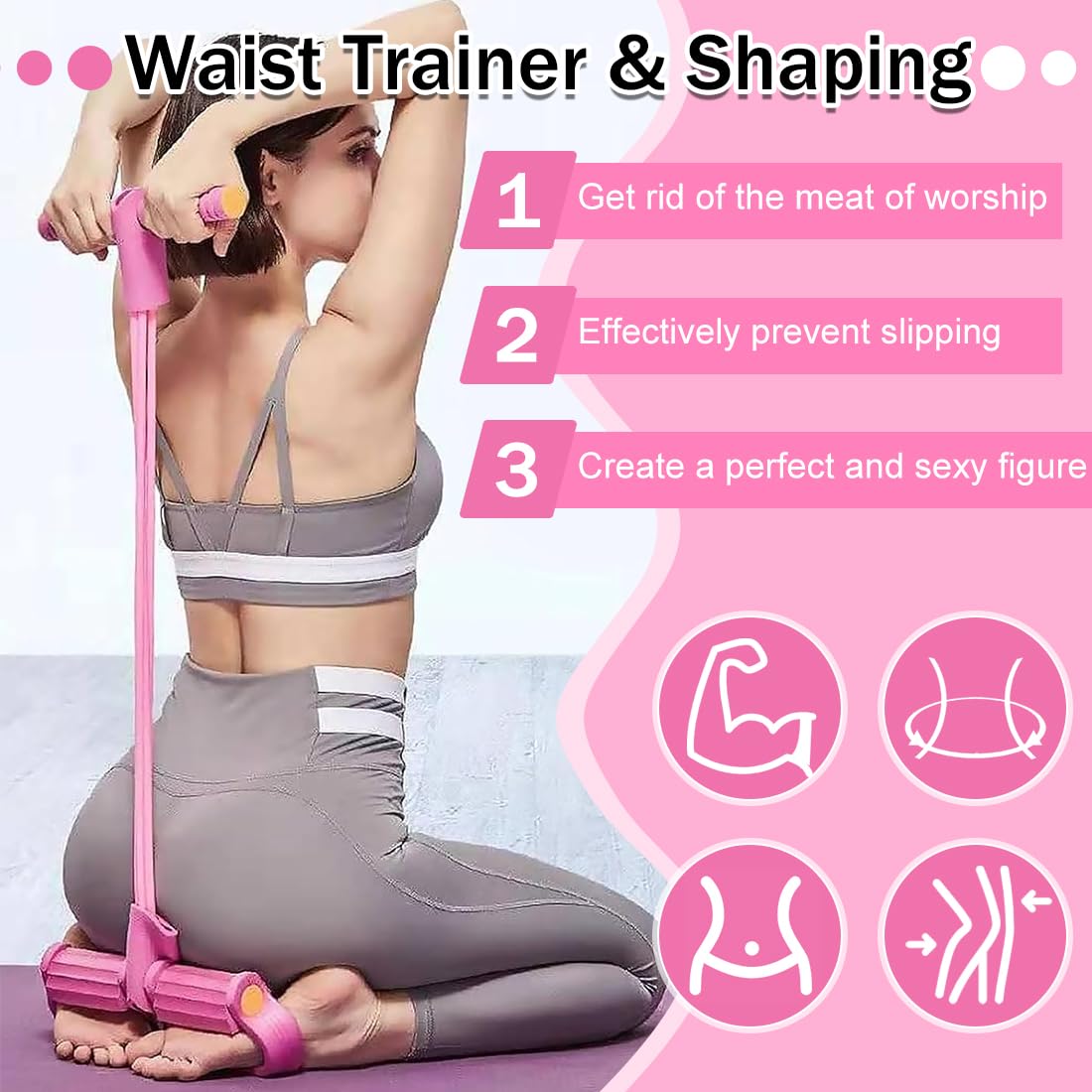 Fasce Resistenza Fitness-Pedale A 8 Tubi Caviglie Fascia Elastica Esercizi Stretching Uomini Donne Fascia Resistenza Con Impugnatura Corda Trazioni Fasce Tensione Attrezzatura Esercizi (Rose)
