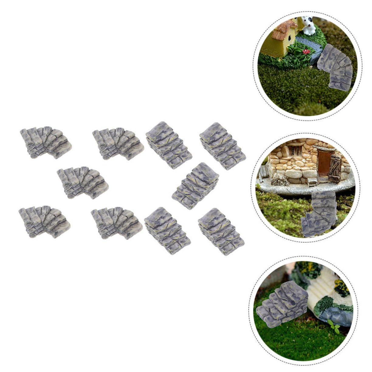 4 Pezzi Decorazioni In Miniatura Per Giardino Fatato: Ponticello E Gradini In Pietra Artificiale, Ornamento Per Casa, Vasi E Paesaggi Esterni