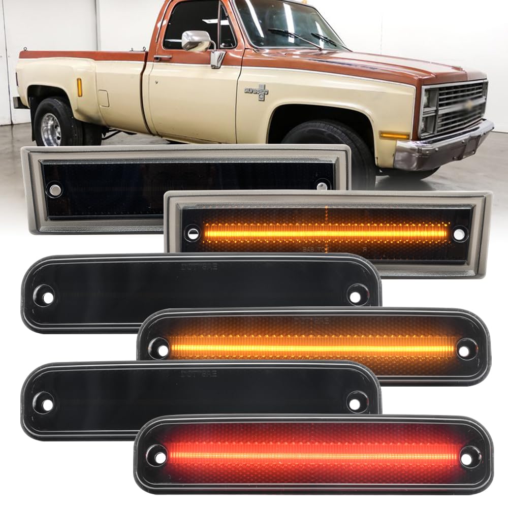 Led Side Marker Lights Replacement for 1981-1987 Chevy GMC C/K Series C30 K30 C3500 K3500 Trucks w/Dually Bed Amber Red DRW LED Fender Turn Singal
