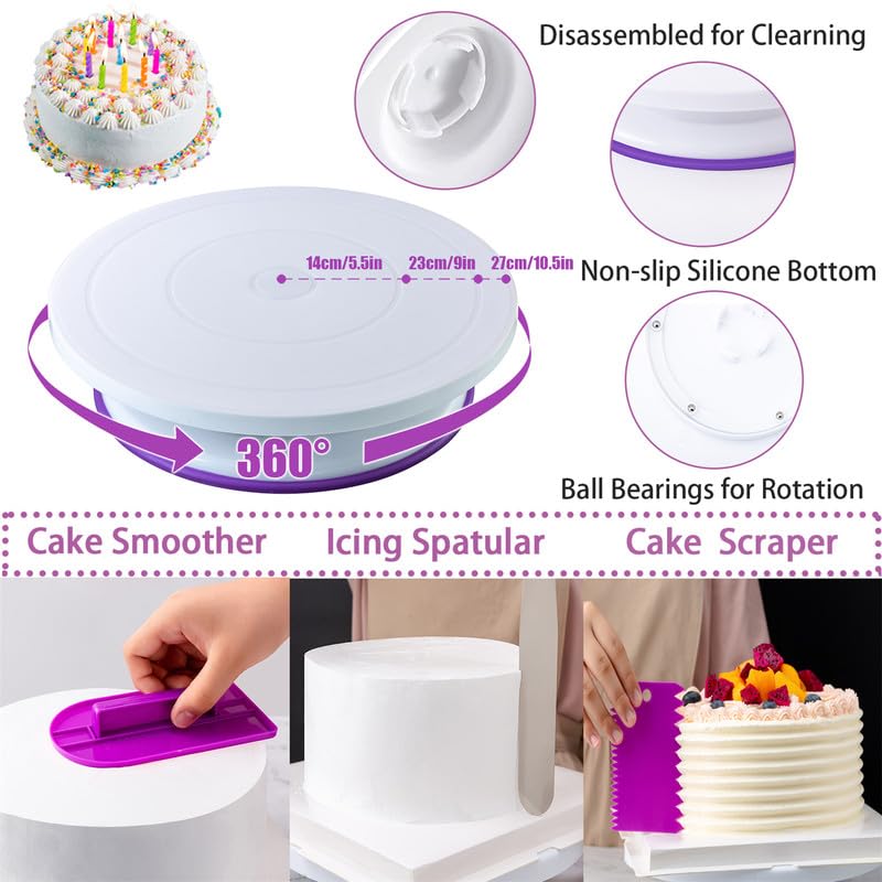 Nifogo Kit Patisserie Douille Patisserie 301 Pièces, Accessoire Patisserie, Plateau Tournant Gateau, Poche a Douille, Caissettes Cupcake