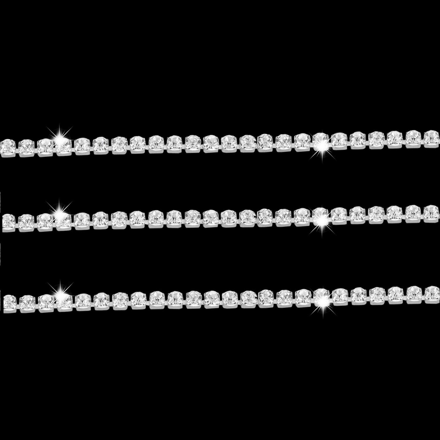 Trimming Shop Silver 1M Rhinestone Trim Chain With 1 Row Clear Crystal Diamantes Studded Embellishing Lace For Dressmaking, Arts & Crafts, Diy Projects