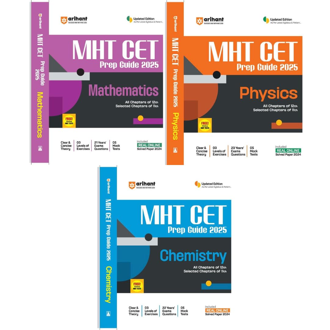 Arihant MHT-CET Prep Guide 2025 Physics, Chemistry, Maths PCM Combo (Set of 3 Books) for 2025 Examination- All Chapters of 12th, Selected Chapters of 11th | Latest Edition 2025