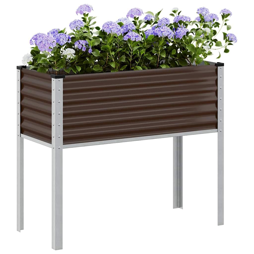 Jardinera marrón de acero 100 x 45 x 90 cm, jardinera para balcón y jardín, jardinera de gran volumen, resistente a la intemperie, ideal para patio y cultivo de hortalizas