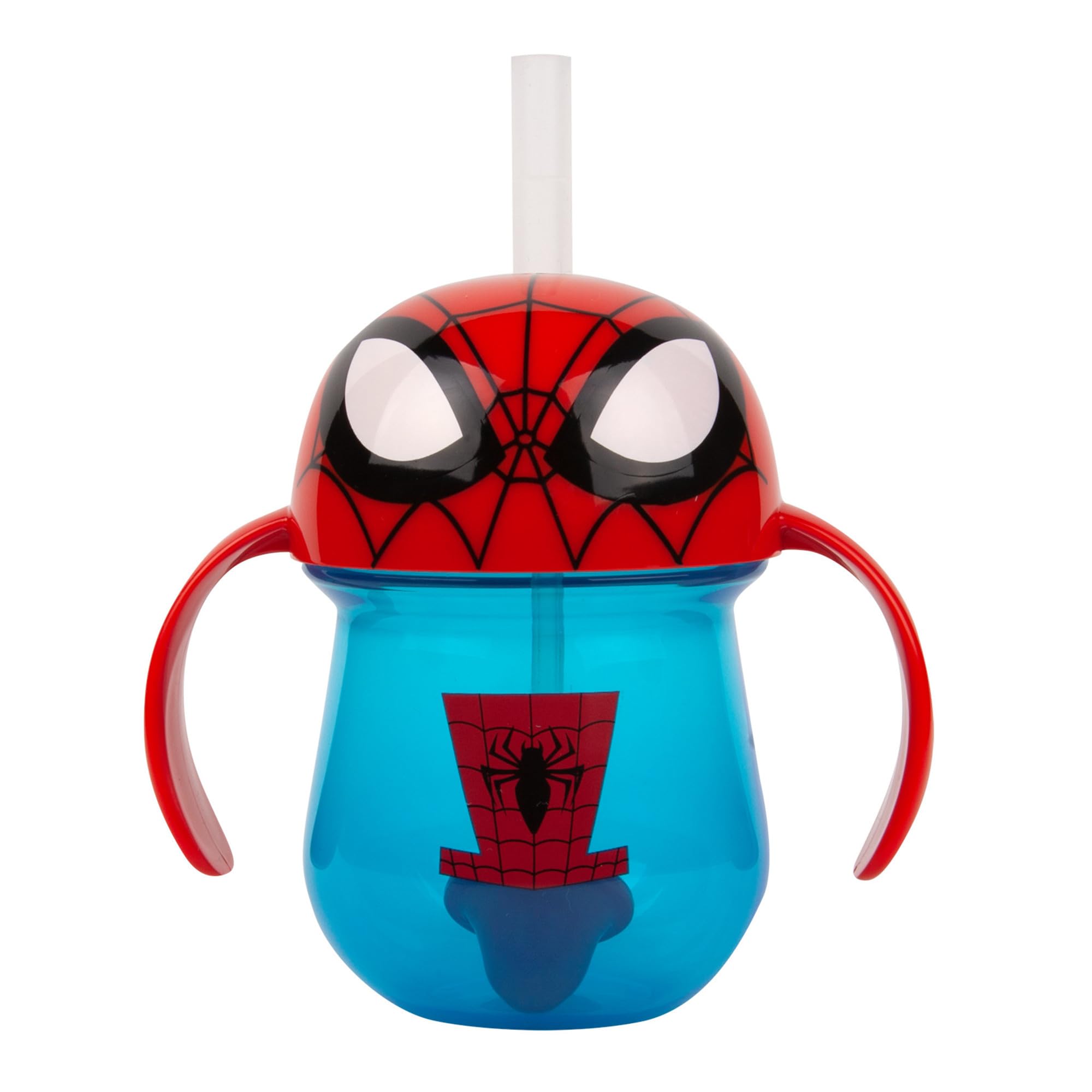 The First Years Spider-Man Trainer Straw Cup - Toddler Cups with Straw - Kids Water Bottles - 9 Months and Up - 7 Oz