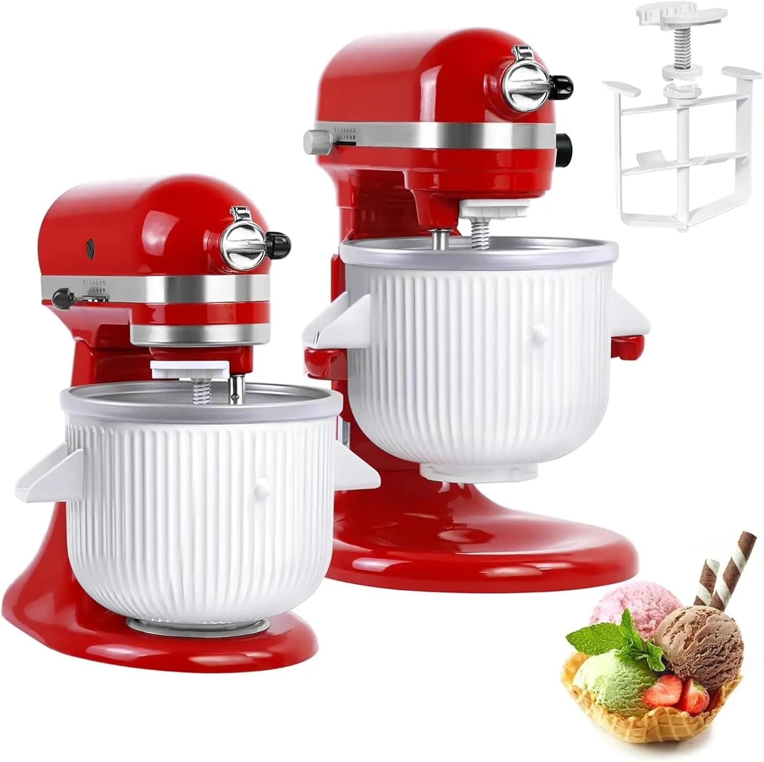 Compatible for KitchenAid Stand Mixer Attachment, 2-Qt Ice Cream & Yogurt Bowl for 4.5-6QT Models