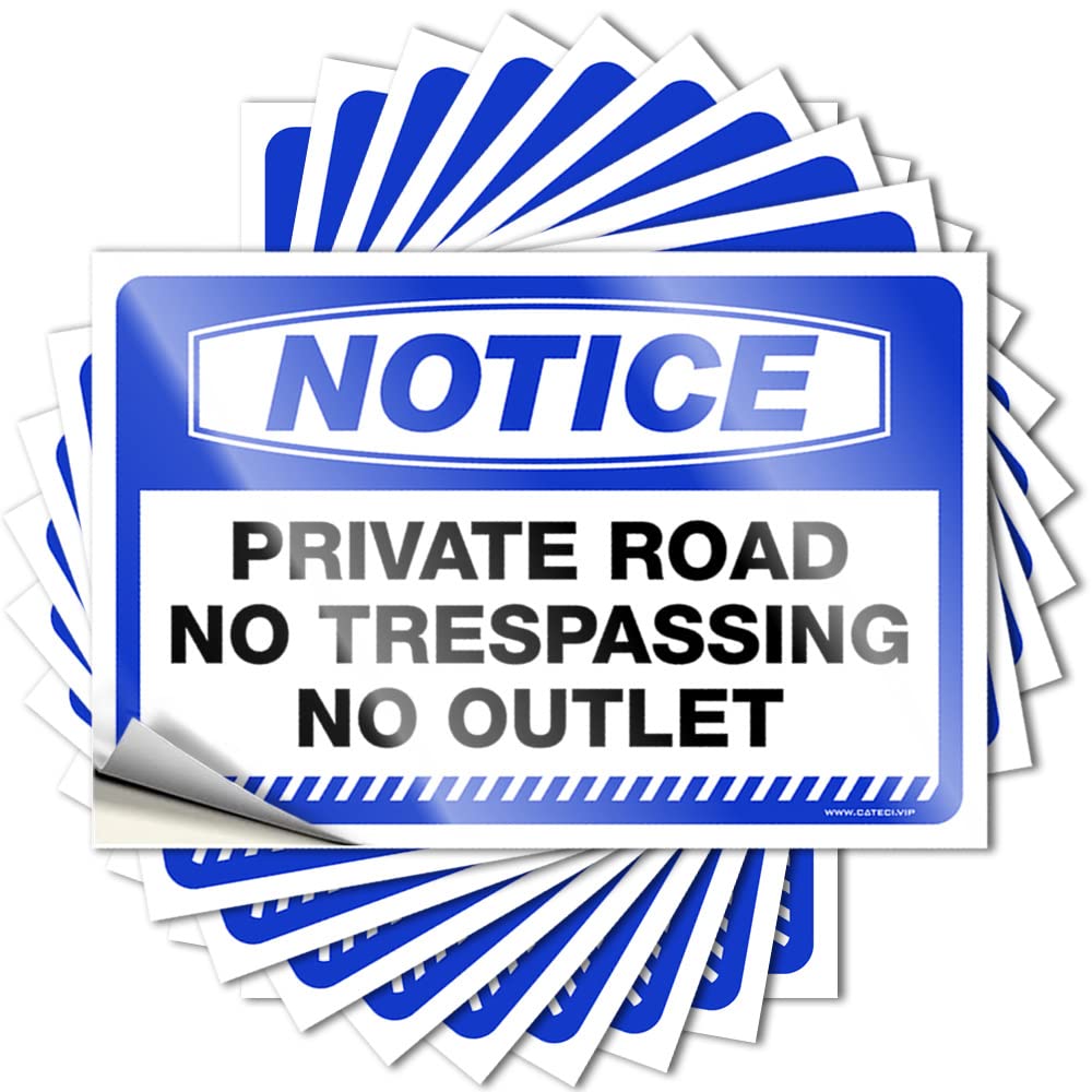 Stickers for Cars Notice Private Road No Trespassing No Outlet Stickers 10 Pcs Prank Stickers Funny Sticker(8X12CM)