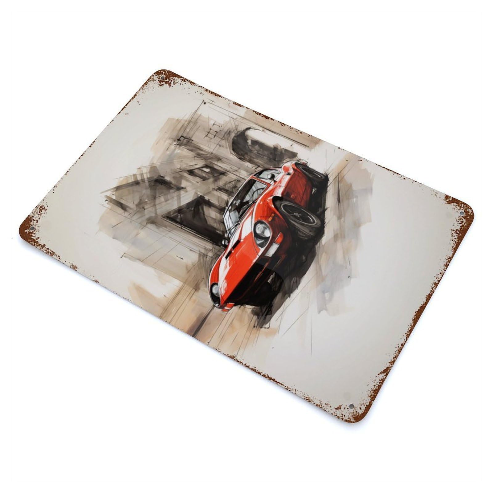 Distressed Metal Wall Sign with Motion And Power Design 11.8"x7.9", for Office, Studio And Wall Decor, Industrial Home Decor