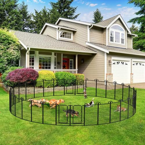 Image of Kfvigoho Dog Playpen Outdoor 32 Piece Panels Heavy Duty Dog Fence 40 inch