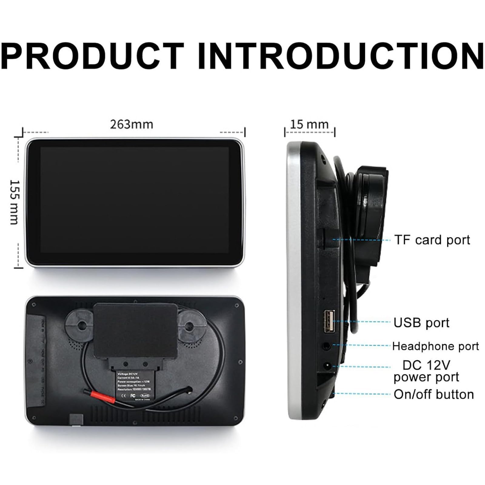 Moniteur D'appui-tête De Voiture (10,1/11,6 Pouces), Écran Tactile IPS HD