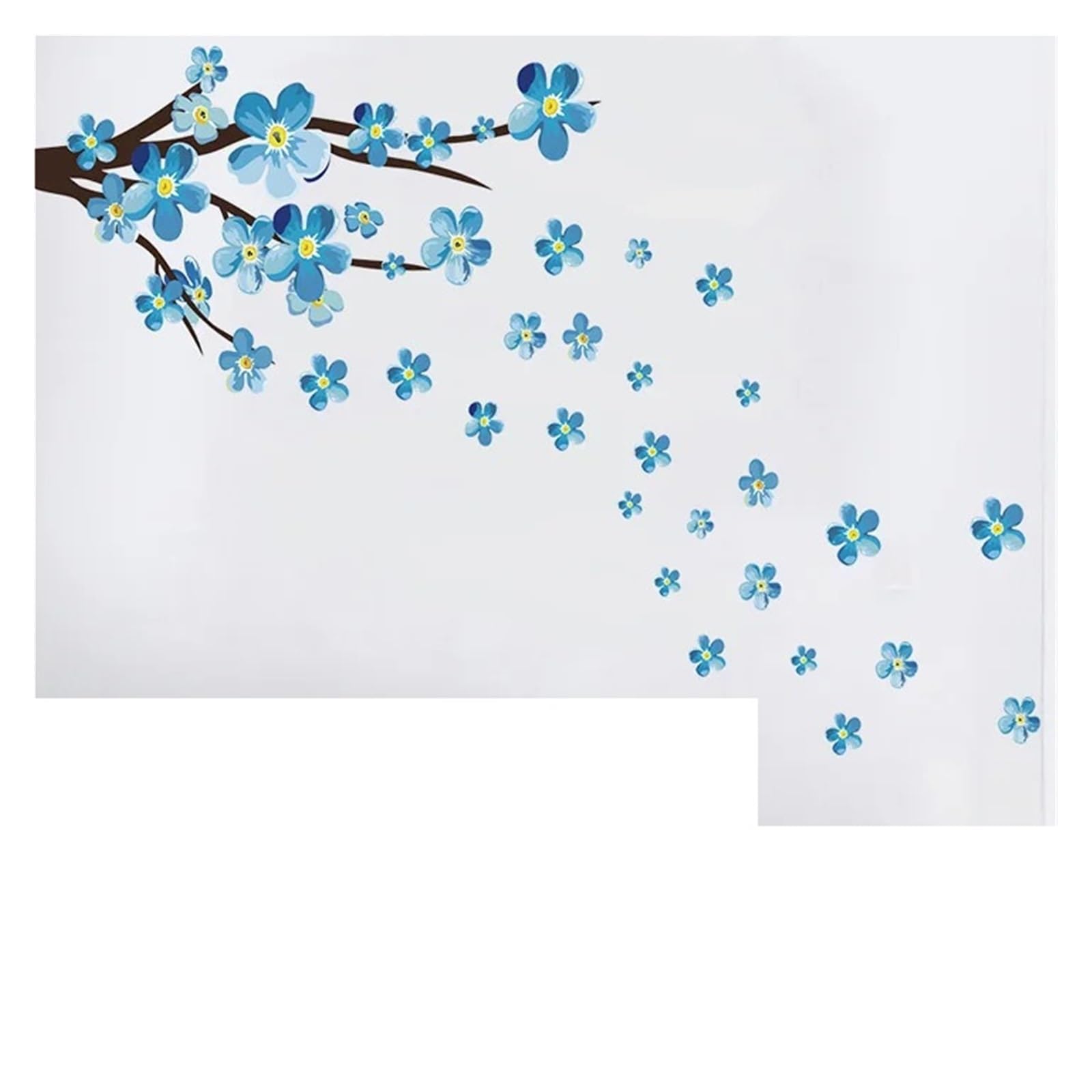 Blue Wall Sticker Art Decals Living Room Sofa Bedroom Background Decorations Blossom Stickers Wallpaper