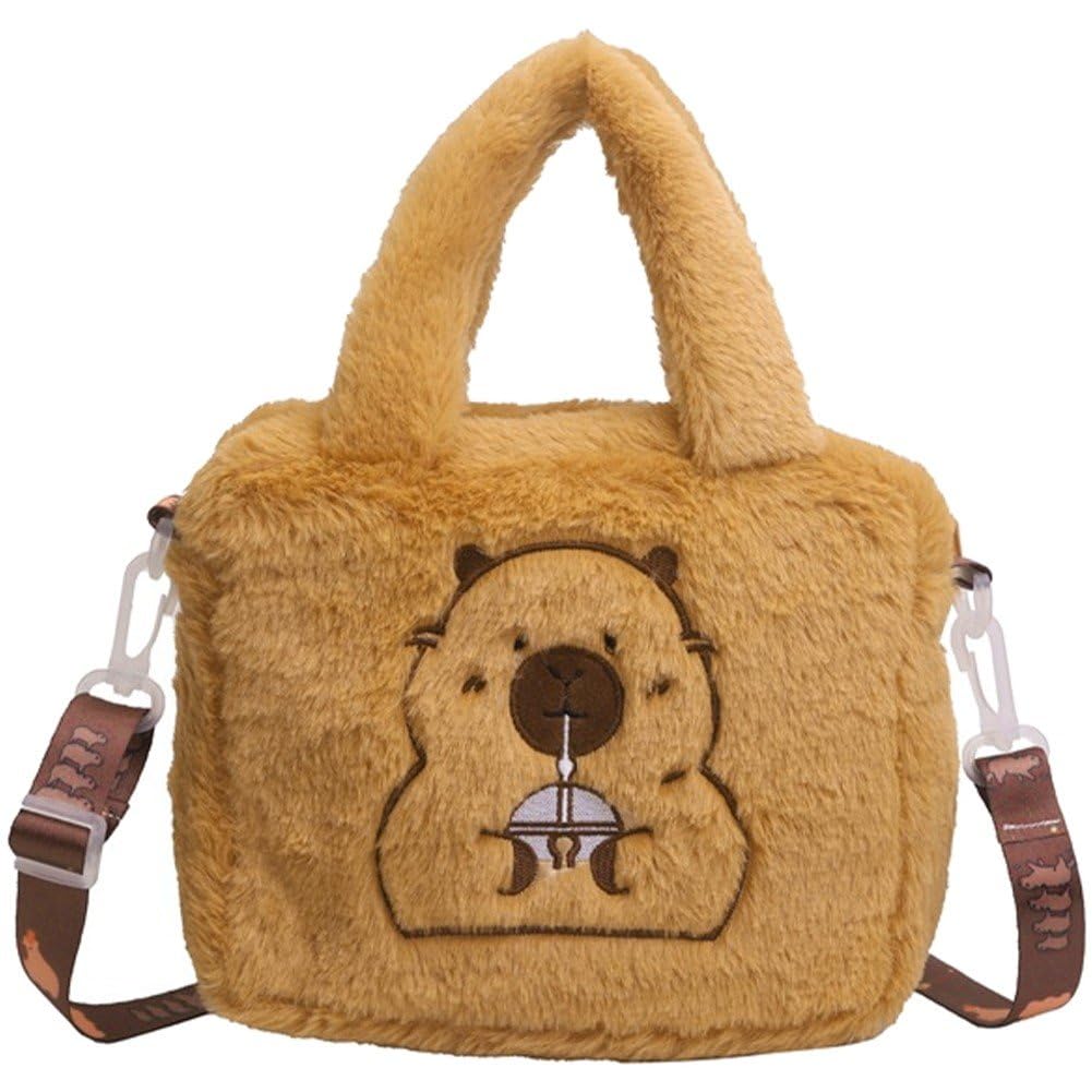 Plush Capybara Handbag Capybara Crossbody Bag Cartoon Shoulder Bag Bag Cute Animal Handbags Coin Purse Suitable for Women Girls