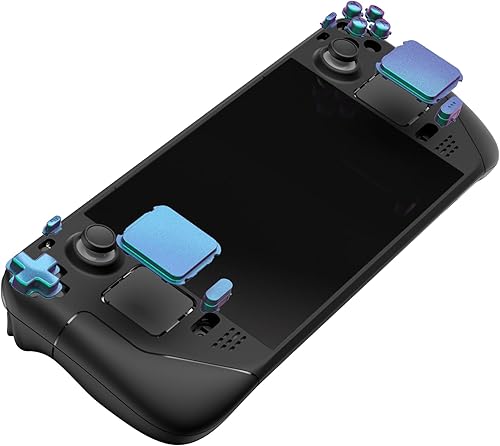 Miniatura 8 de eXtremeRate Juego completo de botones de repuesto verde camaleón para cubierta de vapor, botones de disparo ABXY D-pad personalizados para consola