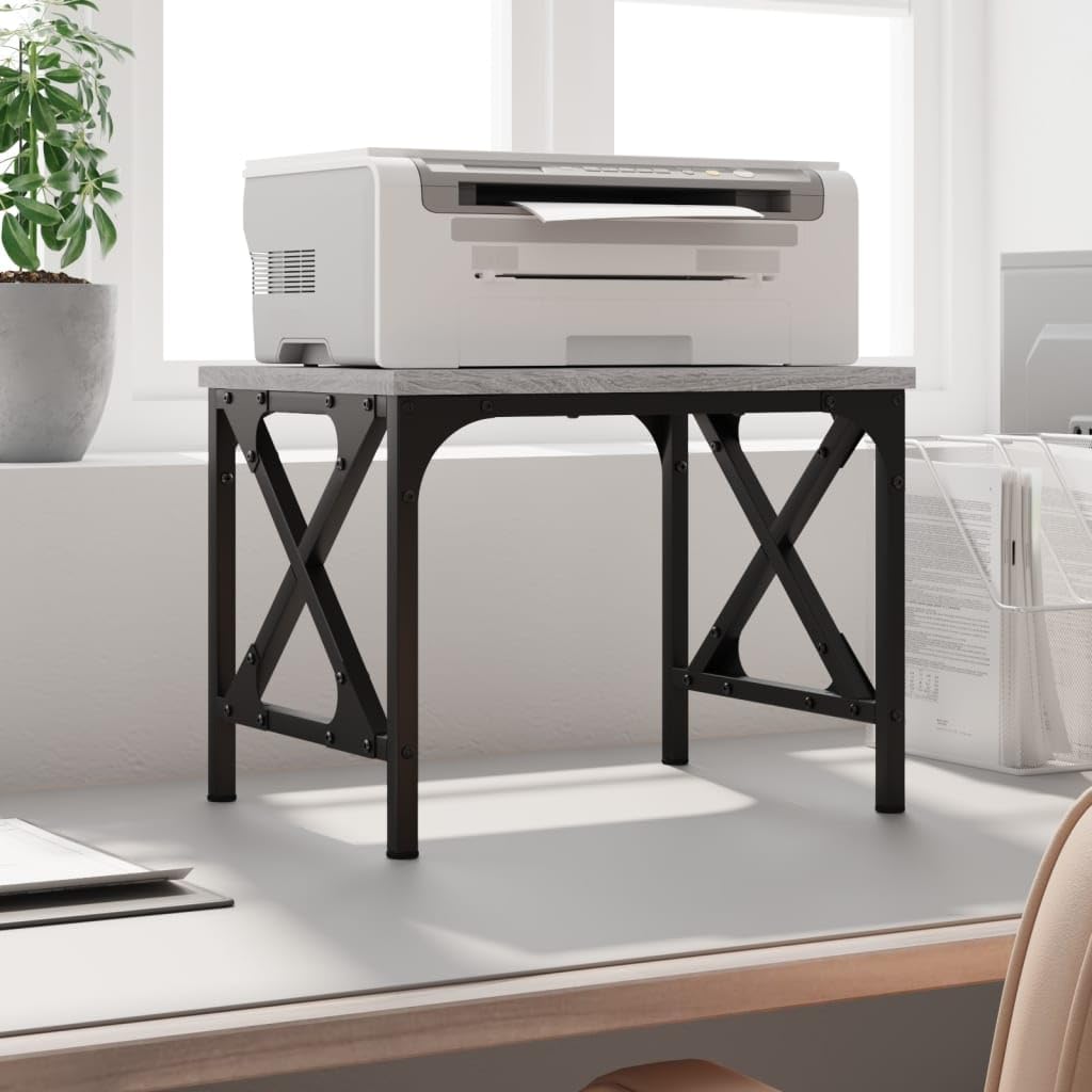 vidaXL Support d'Imprimante, Organisateur de Dossiers avec Pieds Réglables, Étagère de Rangement Bureau Intérieur, Sonoma Gris Bois d'Ingénierie