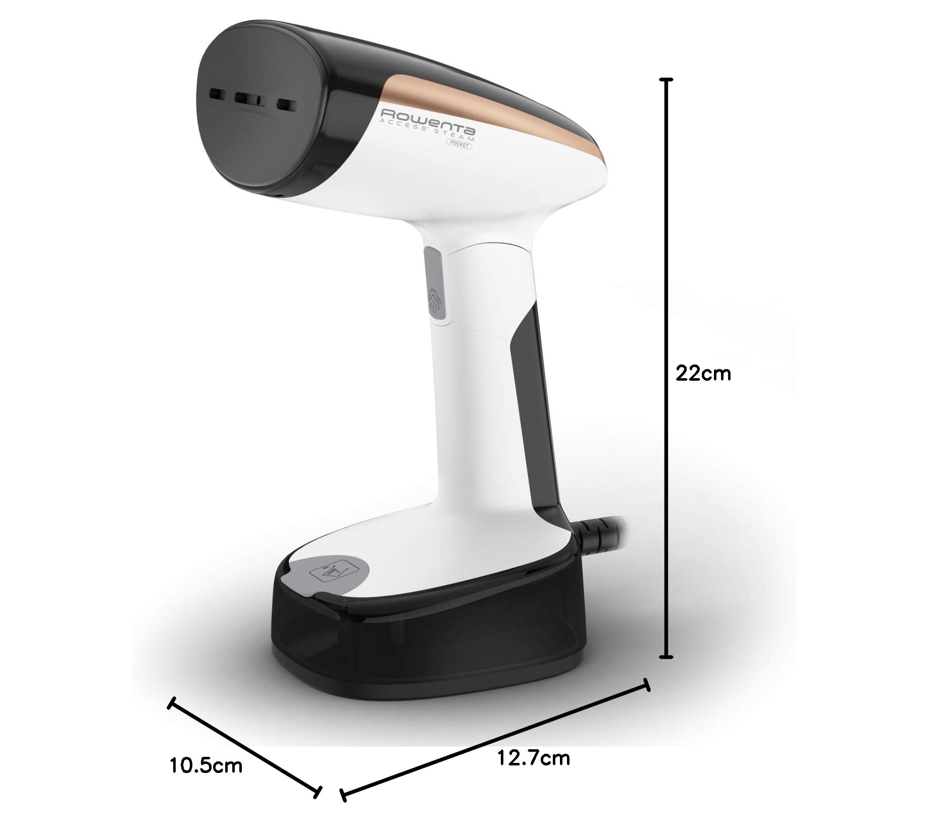Rowenta Acces Steam Pocket DR3030 - Cepillo de vapor de mano, diseño compacto, cabezal plegable, tiempo de calentamiento de 15 segundos, 1300 W