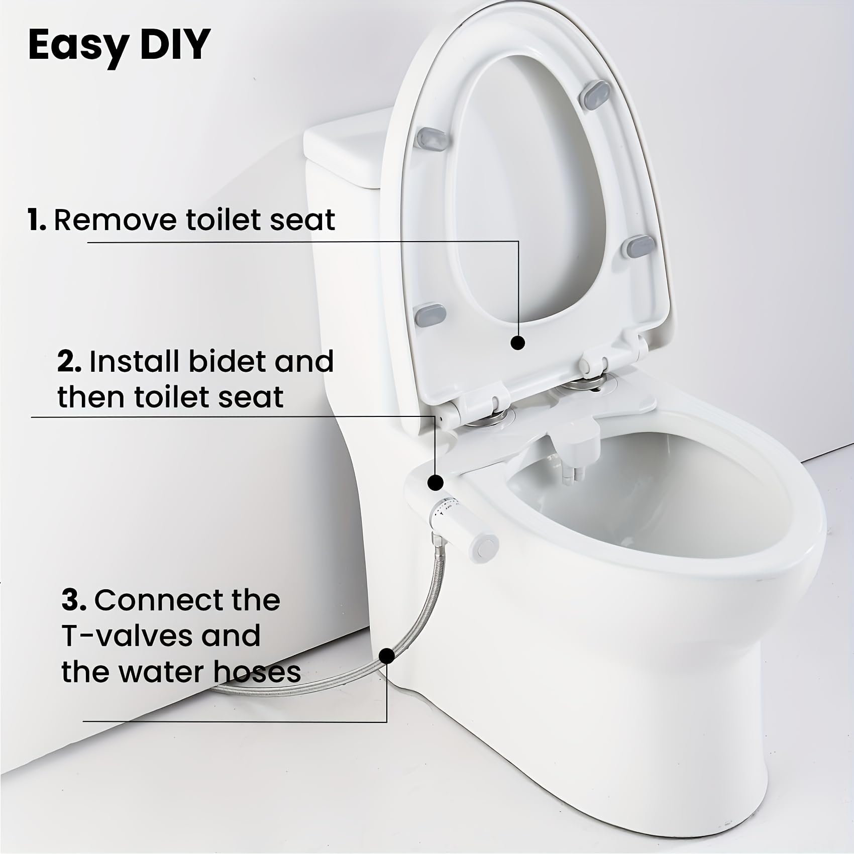 0 23 Ultra-Slim Bidet Attachment for Existing Toilets Non-Electric Dual Nozzle Rear Feminine Wash Adjustable Fresh Water Pressure — view 2