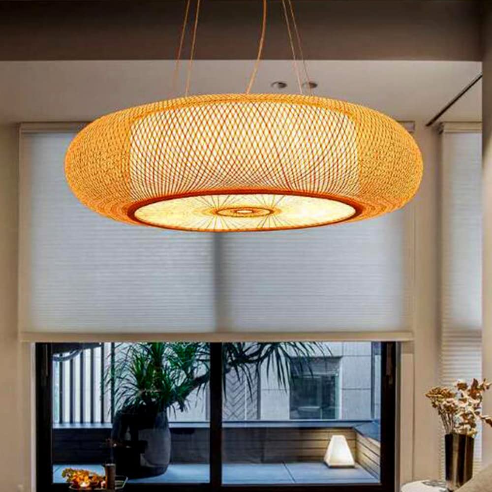 Osasy Pendelleuchte Mit Rattan-Schirm – Kaffeebraun, Handgeflochten, Verstellbar, 1-strahlig, Boho-Style