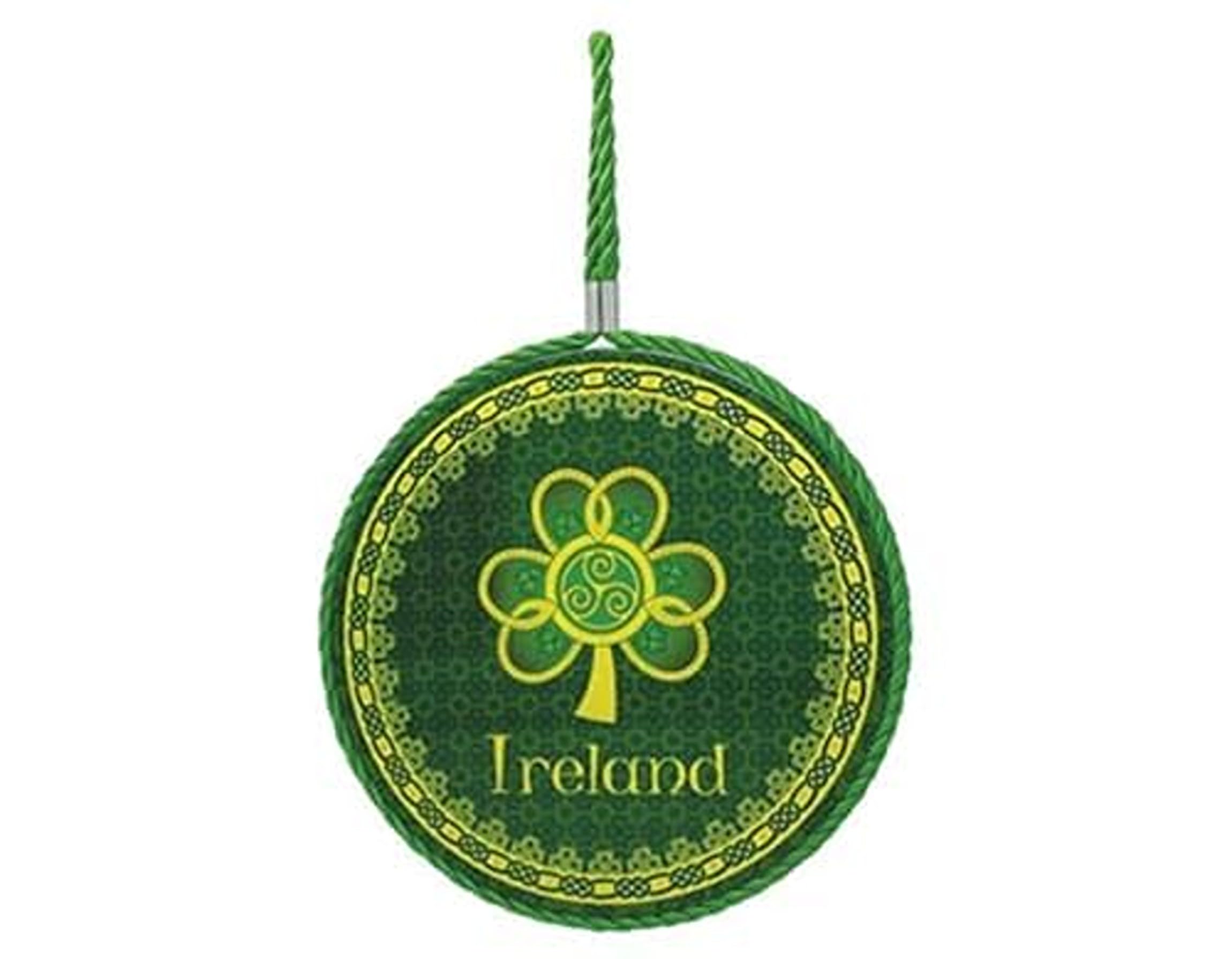 Royal Tara Green Irish Shamrock Rope Plaque St. Patrick's Day Satin Lucky Sign Celtic And Gold Home Decor 6.29''
