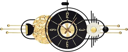 Miniatura 8 de Reloj de pared de 47 x 19 pulgadas, moderno, funciona con pilas, reloj grande negro de metal y madera, estilo retro, reloj de pared grande, reloj
