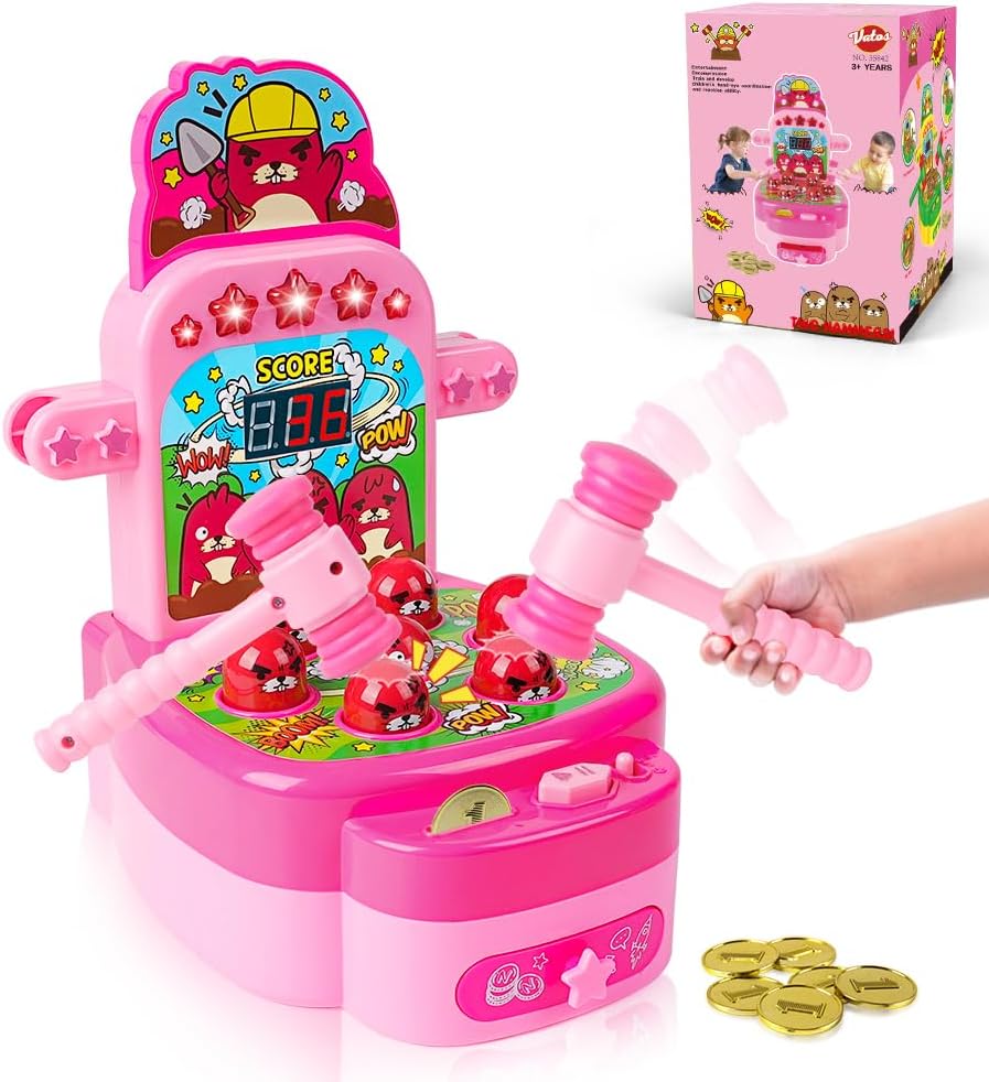 VATOS Mole Game, Mini Electronic Arcade Game (Pink)